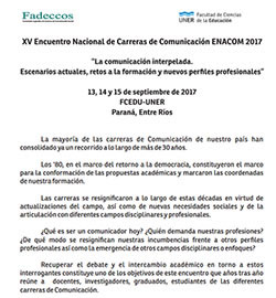 XV ENCUENTRO NACIONAL DE CARRERAS DE COMUNICACIÓN ENACOM 2017